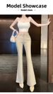 Deadly V Waist Fixed Hip Enhancing Flared Jeans Blue Black for Women Pear Shaped Figures Perfect Waist to Hip Ratio_mkmklike.com