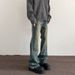Nordmann American High Street Vibe Flared Jeans For Men Retro Washed Vintage Loose Straight Slimming Casual Pants_mkmklike.com