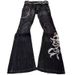 2026 Fashion Y2K Punk Dark Series Style Jeans Men's Cotton Heavy Industry Embroidery Casual Cowboy Bell-Bottom Pants_mkmklike.com