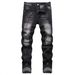 Men's Retro Workwear Jeans – Slim Fit Stretch Denim Pants For Motorcycle & Street Fashion_mkmklike.com