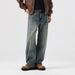 Men's Clothing Autumn New Style Washed Distressed Jeans Men's Retro Loose Floor Length Straight Leg Pants_mkmklike.com