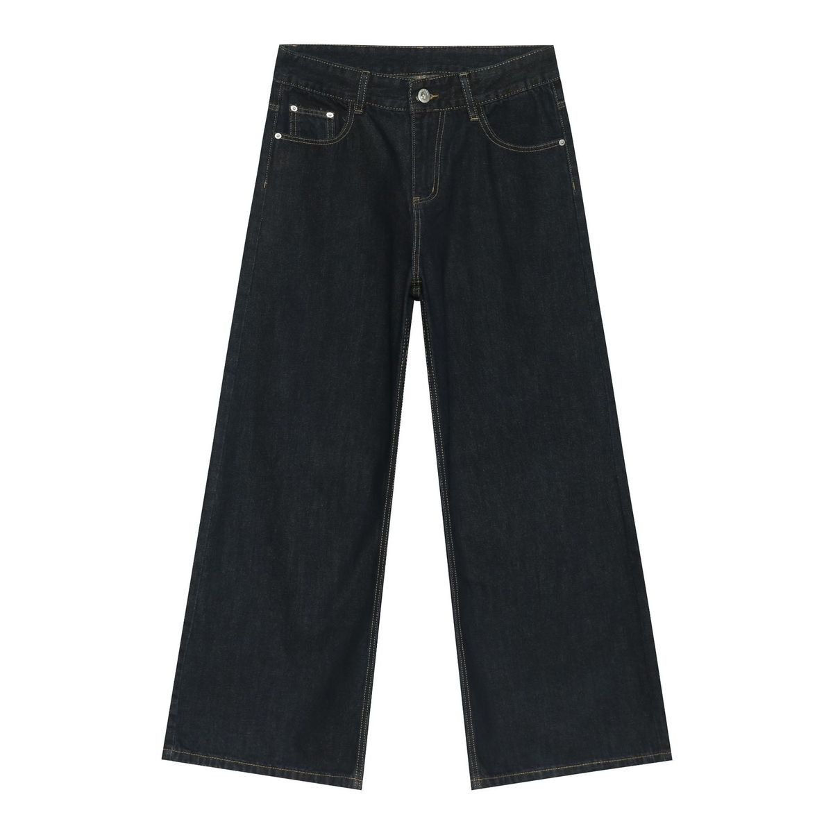 Original Cow Color Wide Leg Casual Jeans Men's American Loose Versatile Straight Solid Color Trousers_mkmklike.com