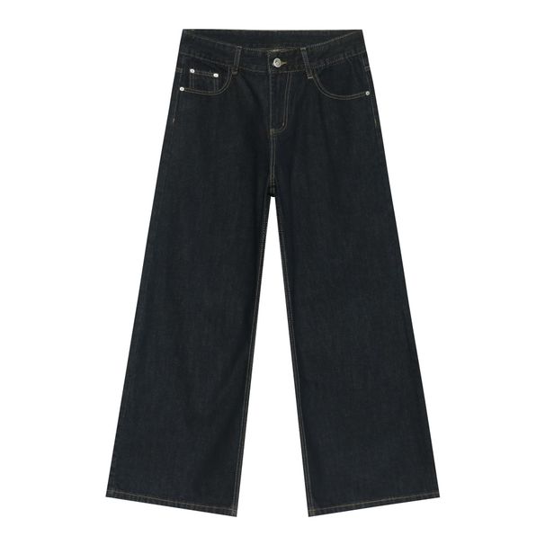 Original Cow Color Wide Leg Casual Jeans Men's American Loose Versatile Straight Solid Color Trousers_mkmklike.com