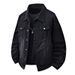 Black Men's Spring Autumn Daily Simple Solid Color Long Sleeve Denim Retro Foreign Trade Workwear Jacket For Men_mkmklike.com