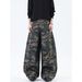 Camouflage Deconstructed Wide-Leg Cargo Jeans For Men & Women – Streetwear Oversized Straight Fit With Drop Cuff & Distressed Detailing_mkmklike.com