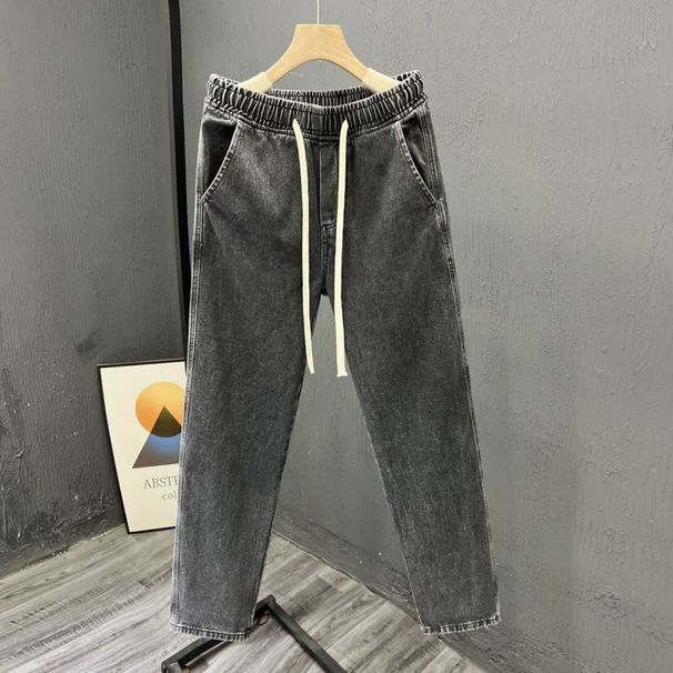 Men’s Stretch Waist Relaxed Fit Jeans – Summer Lightweight Straight-Leg Cropped Pants (S-3XL, Modal Blend, High Street Vintage Style)_mkmklike.com