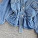 Denim Jacket Women's Loose Bf Fashion Versatile Beaded V-neck Short Waist Top_mkmklike.com