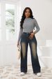 Women’s High-Waisted Flared Jeans – Winter Warm Fleece-Lined Denim Pants, Stretch Comfort, Washed Vintage Look (Sizes S-2XL, Navy/Blue)_mkmklike.com
