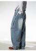 Retro Washed Oversized Jeans for Men Straight Leg Loose Fit Casual Trousers Split Pleats mid Waist Cotton Spring Style_mkmklike.com
