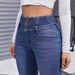 Women's Clothing Women's Stretchy High-Waisted Fleece-Lined Skinny Jeans - Classic Blue Washed Denim Pants For Winter Comfort_mkmklike.com