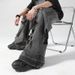 "Men's Distressed Black Wide-Leg Jeans – Summer Casual, High-End Grunge Style (S-XXXL)"_mkmklike.com
