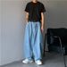 Men's Clothing Wide Leg Denim Pants Unisex Oversized Vintage Denim Pants - Baggy Loose Fit Streetwear Jeans With Relaxed Cuff (Light Blue & Dark Blue)_mkmklike.com