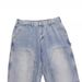 Men's Clothing High Street Water Washed Vibe Style Loose Patch Pocket Stitching Zipper Jeans Logging Pants_mkmklike.com