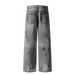 Men's Clothing New Heavy Duty European And American Ripped Cat Whisker Washed Graffiti Jeans Men's Trendy High Street Hip Hop Straight Trousers_mkmklike.com