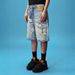 Men's Clothing Men's Plaid Shirt Chain Print Denim Shorts Street Casual Cropped Jeans Harajuku Style For Formal & Casual_mkmklike.com
