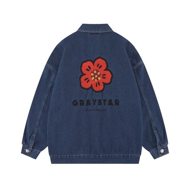 Loom Dropshipping Retro European And American High Street Embroidered Denim Unisex Design Sense Casual Loose Jacket Trendy_mkmklike.com