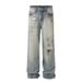Heavy-duty Distressed Ripped Jeans Straight Long Men Loose Casual Washed Dirt Wide-leg Pants Punk Street Fashion_mkmklike.com