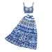 Women's Clothing Casual Celadon Print Camisole Two piece Set High Waist Slim A Line Swing Skirt Summer_mkmklike.com