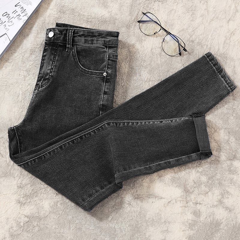 High Waisted Cropped Skinny Jeans for Women Slimming Versatile Stretchy Pencil Jeans Trendy Spring Autumn 2021 Style_mkmklike.com