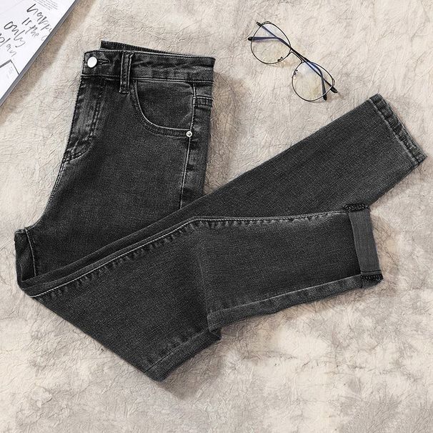 High Waisted Cropped Skinny Jeans for Women Slimming Versatile Stretchy Pencil Jeans Trendy Spring Autumn 2021 Style_mkmklike.com