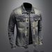 Loom Dark Color Trendy Vintage Jacket Men's Ripped Spring Autumn Turn-down Collar Short Coat Denim Clothing European Style_mkmklike.com