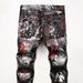 Men's Glow-in-the-Dark Digital Print Jeans – Slim Fit Clubwear With Reflective Design (Mid-Rise, Stretch Denim)_mkmklike.com