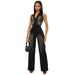 Women's Clothing Tight Waist Slim Elastic Washed Denim Jumpsuit Halter Neck Loose Jumpsuit_mkmklike.com
