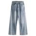 Men's High Street Striped Wide Leg Jeans - Retro Loose Fit Cleanfit Straight Pants For Casual Streetwear_mkmklike.com
