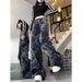 Women's Clothing Hip Hop Pants Trendy Brand Cool Street Style Graffiti Printed Jeans Dragon Year Outfit Flared Straight Pants_mkmklike.com