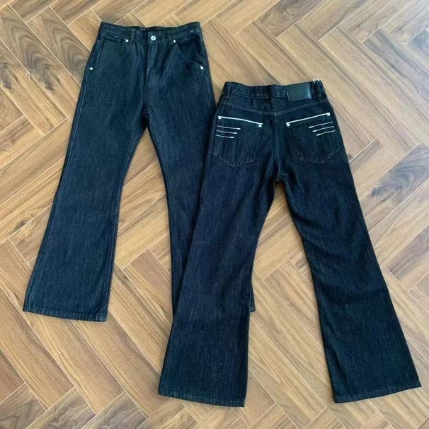 Men's Classic Raw Denim Jeans 13 Oz Narrow Hem Four-Line Embroidery Slim Bootcut for Everyday Wear_mkmklike.com