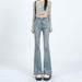 2025 Spring/Summer High-Waisted Micro-Flare Jeans For Women, Slim-Fit, Petite-Friendly, Stretchy, Straight-Leg,_mkmklike.com