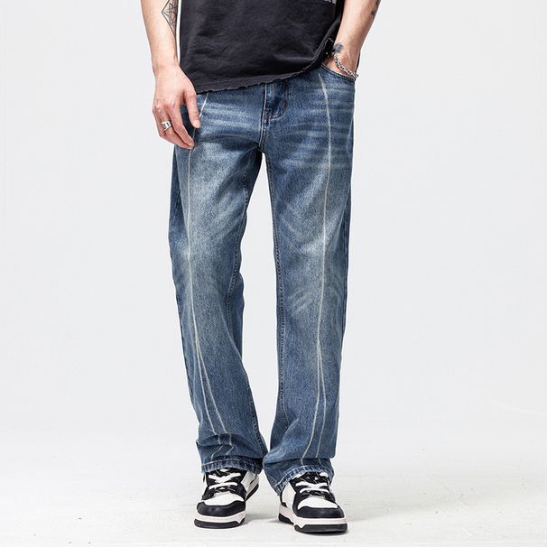 Men's Clothing Street Fashion Loose Straight Trousers Casual Design Wide Leg Pants_mkmklike.com