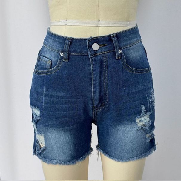 K High Waisted Denim Shorts For Women, New Style With Ripped Holes To Show Off Thinness, Versatile With Frayed Edges_mkmklike.com