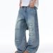 High Waisted Wide Leg Jeans Ripped For Women Slimming Loose Retro Floor Length Straight Leg Pants Spring_mkmklike.com