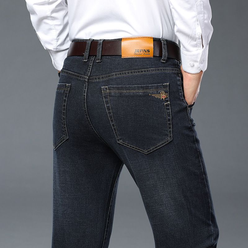 Jeans Men's Autumn And Winter Loose Straight Leg Casual Pants, Business Plus Size Elastic Breathable Men's Pants, Durable And Long-lasting_mkmklike.com