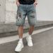 Men's Clothing High Street Denim Shorts Loose Ripped Patch Shorts Straight Rotten Hole Patch Shorts_mkmklike.com