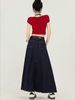 K Retro And Versatile Women's High-waisted A-line Flowing Maxi Skirt_mkmklike.com