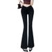 Women's Korean Style Fixed Waist Hip Enhancing Jeans V Shape Flared Pants 5 Colors Available for Pear Shaped Figures_mkmklike.com
