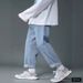 Men's Vintage-Inspired Washed Jeans Streetwear Straight-Leg Pants Drawstring Waist Lightweight Distressed Finish S-5XL_mkmklike.com