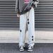 Star Embroidered Jeans Wholesale High Street Relaxed Fit Straight Leg Wide Pants for Teens Spring And Fall_mkmklike.com