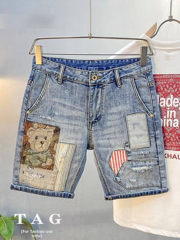 Men's Slim Fit Denim Shorts Mid-Length Casual Five Point Pants Thin American Style Plus Size Summer Shorts_mkmklike.com