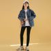 Chicco Plus Size Jacket Women Korean Style Spring Autumn Mid-Length Versatile Loose Denim Coat_mkmklike.com
