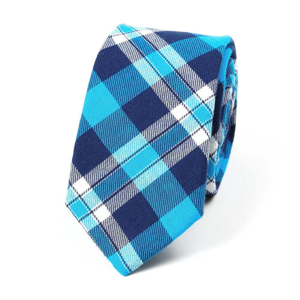 Unisex Cotton plaid tie Fashion casual men's narrow 6cm tie_mkmklike.com