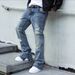 Men's Zipper Jeans, Men's Ripped Washed Denim High Street Fashion Jeans Trendy Trousers_mkmklike.com
