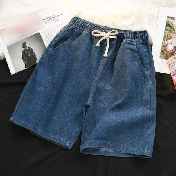 Men's Clothing Men's Denim Shorts Style Summer Loose Fit Washed Five Point Casual Elastic Waist Trendy Versatile_mkmklike.com