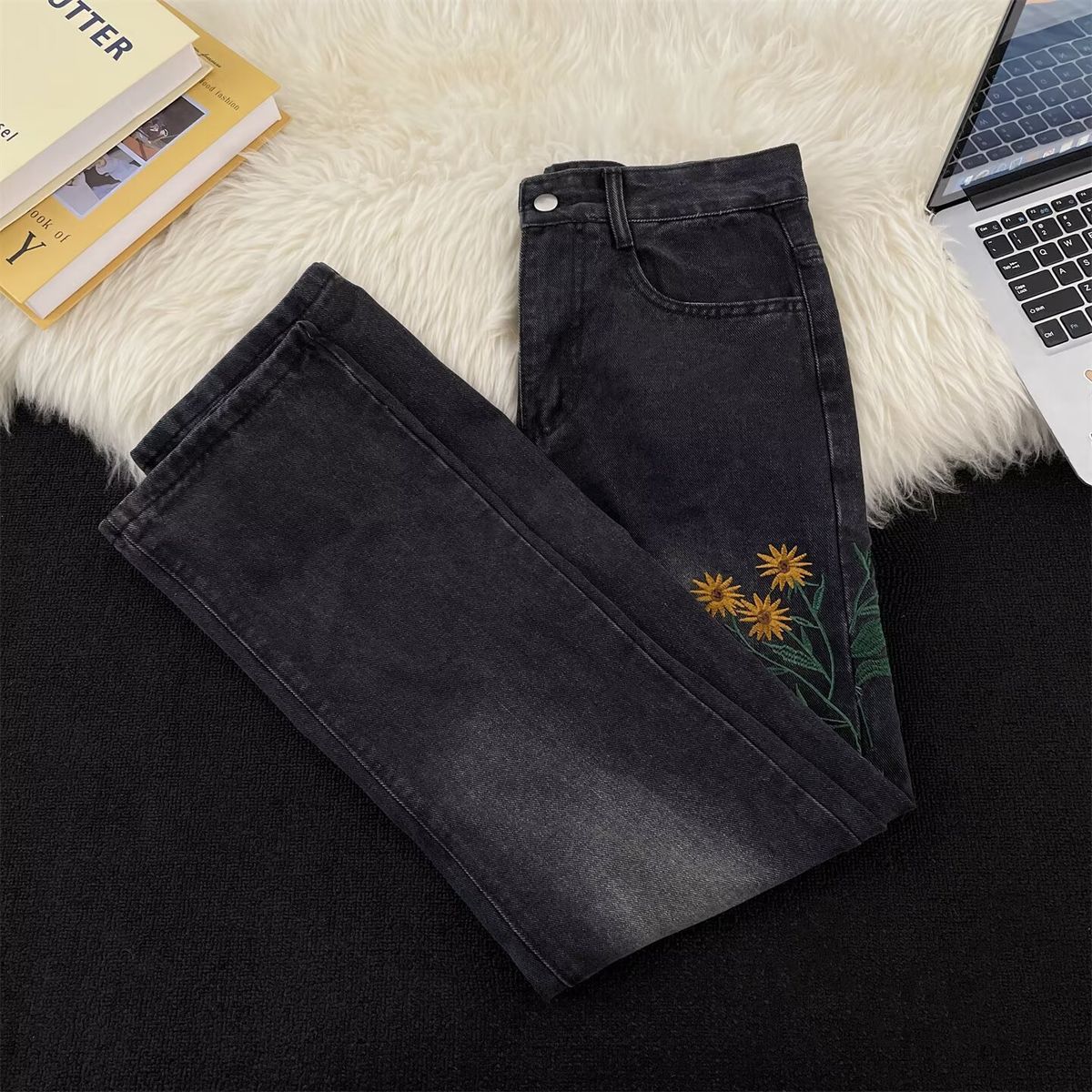 Men's Summer Hong Kong Style High Street Trendy Hip Hop Jeans Personality Letter Print Handsome Trousers_mkmklike.com