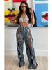 K European And American Women's Clothing; Stretch Denim Fabric; Personalized Braided Hollow-out; Loose Straight-leg Jeans_mkmklike.com