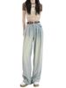 Guangzhou Supply American-style Wide-leg Jeans For Women, Spring/summer High-waisted, Loose, Slimming, Pleated, Casual,_mkmklike.com