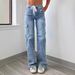 Women Casual Stand Pocket Jean Demin Pants Elastic Waist Straight Pants 2025 American And European Style Cargo Jeans Trouser New_mkmklike.com
