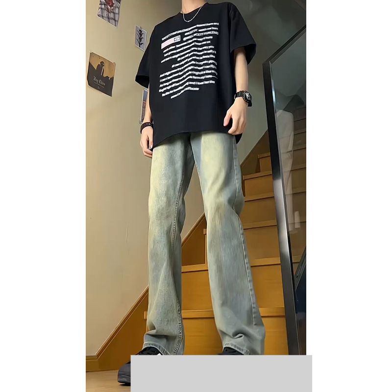 Men's Clothing New Spring And Autumn Straight Flared Boys American High Street Fashion Brand Cool Street Pants_mkmklike.com